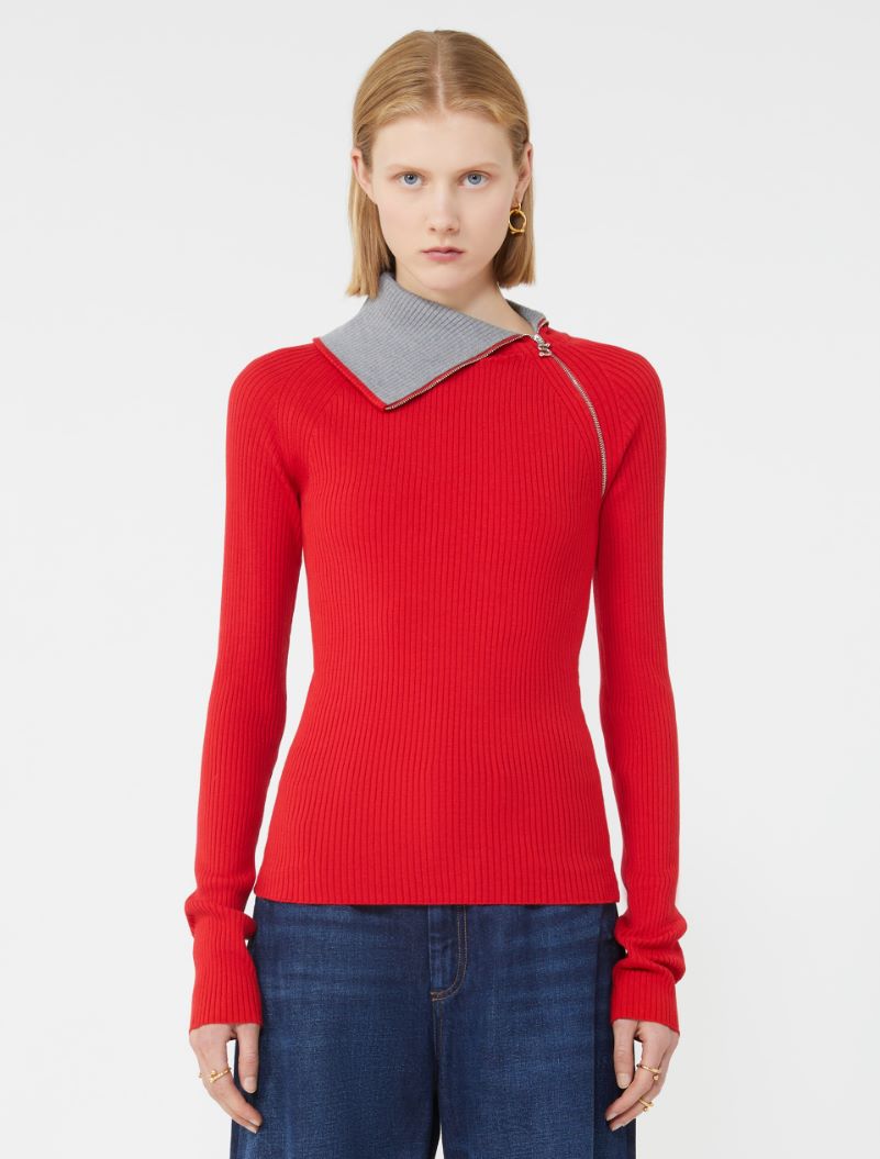 Maglia a collo alto con zip - ROSSO - Sportmax - 2