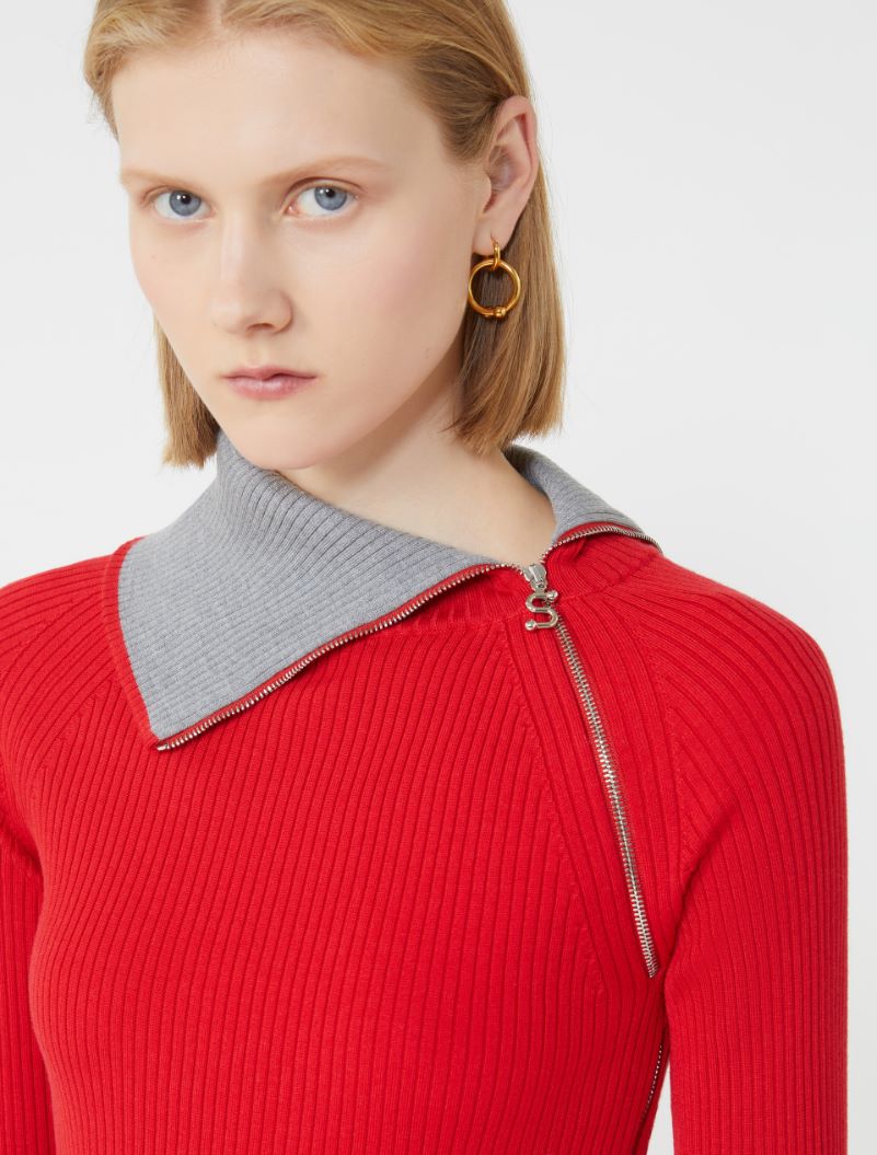 Maglia a collo alto con zip - ROSSO - Sportmax - 4
