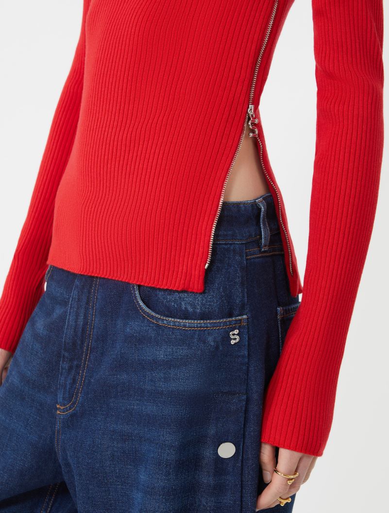 Maglia a collo alto con zip - ROSSO - Sportmax - 5
