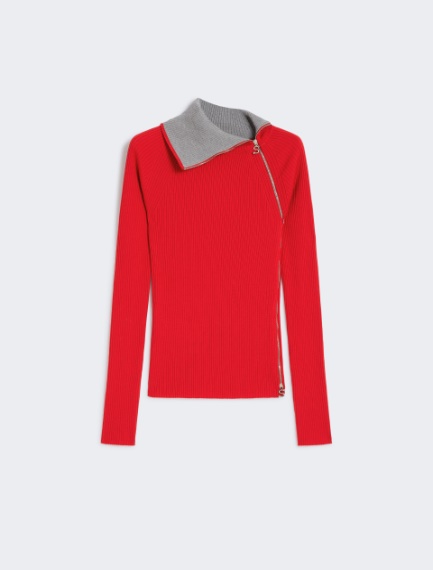 Maglia a collo alto con zip - ROSSO - Sportmax - 7