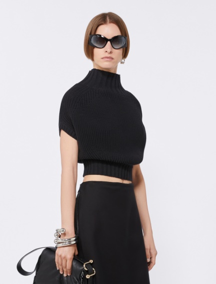 Balloon-Shaped Cotton Jumper - BLACK - Sportmax