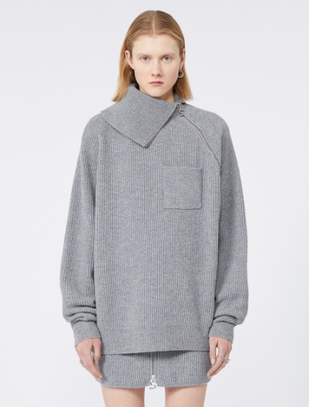 Zip-up cashmere-blend sweater - MEDIUM GREY - Sportmax