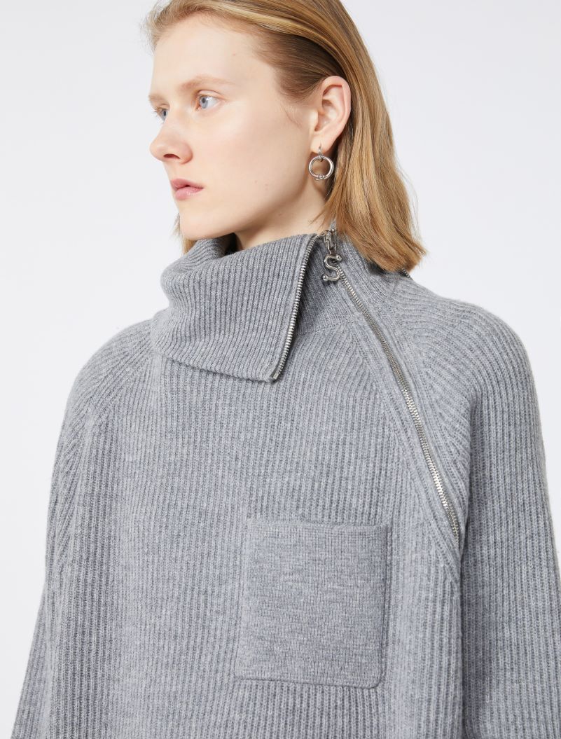 Zip-up cashmere-blend sweater - MEDIUM GREY - Sportmax - 4
