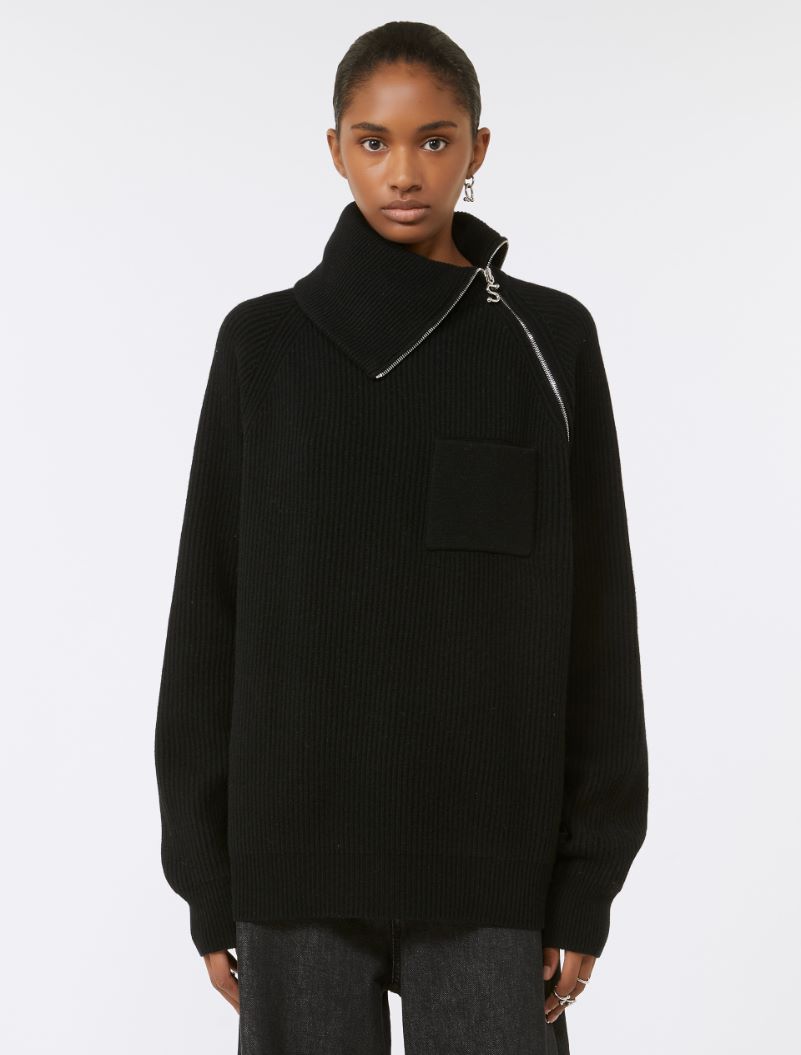 Zip-up cashmere-blend sweater - BLACK - Sportmax - 2