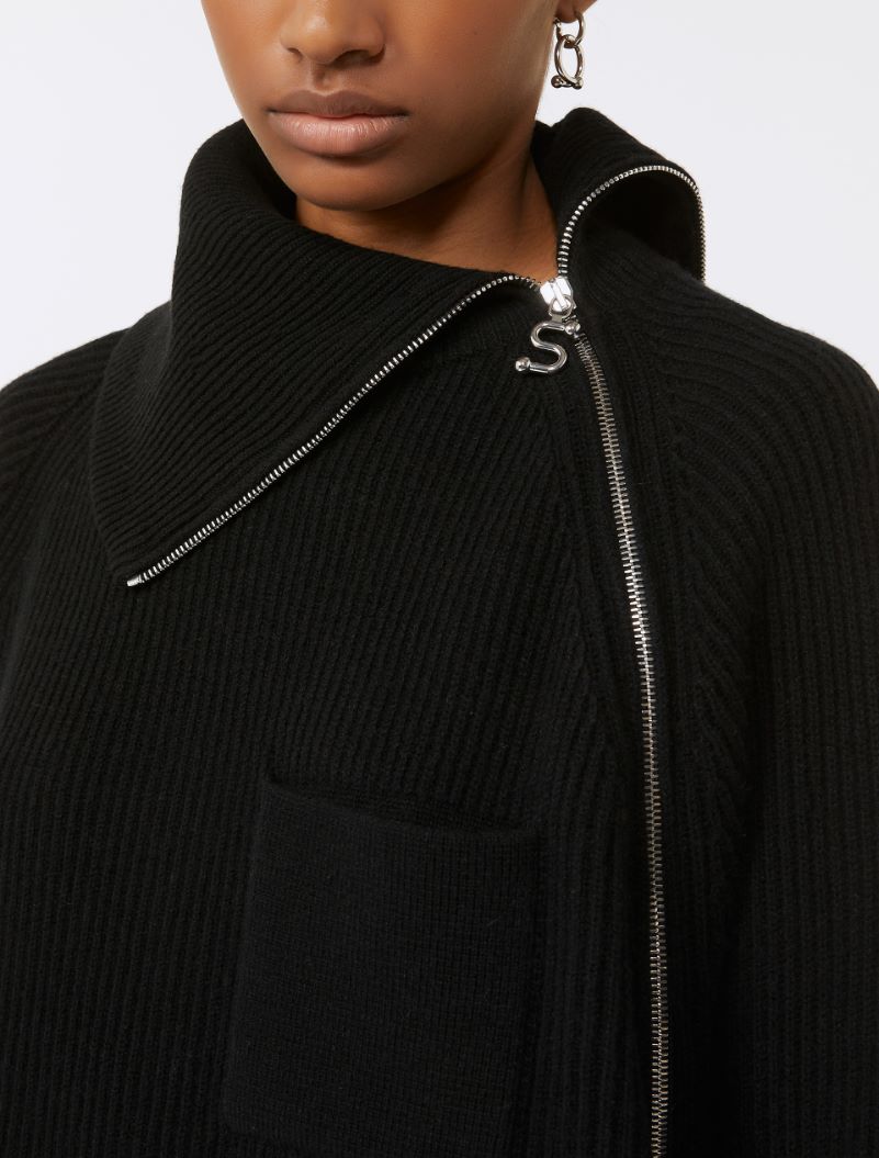 Zip-up cashmere-blend sweater - BLACK - Sportmax - 4