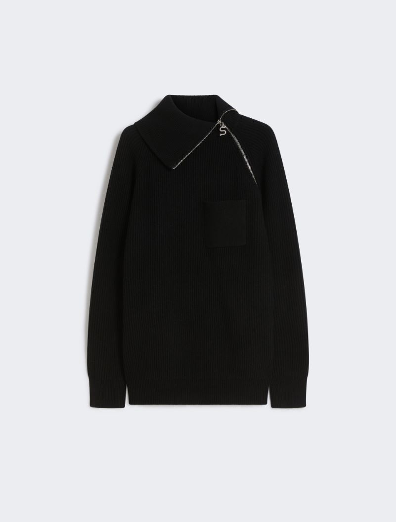 Zip-up cashmere-blend sweater - BLACK - Sportmax - 6