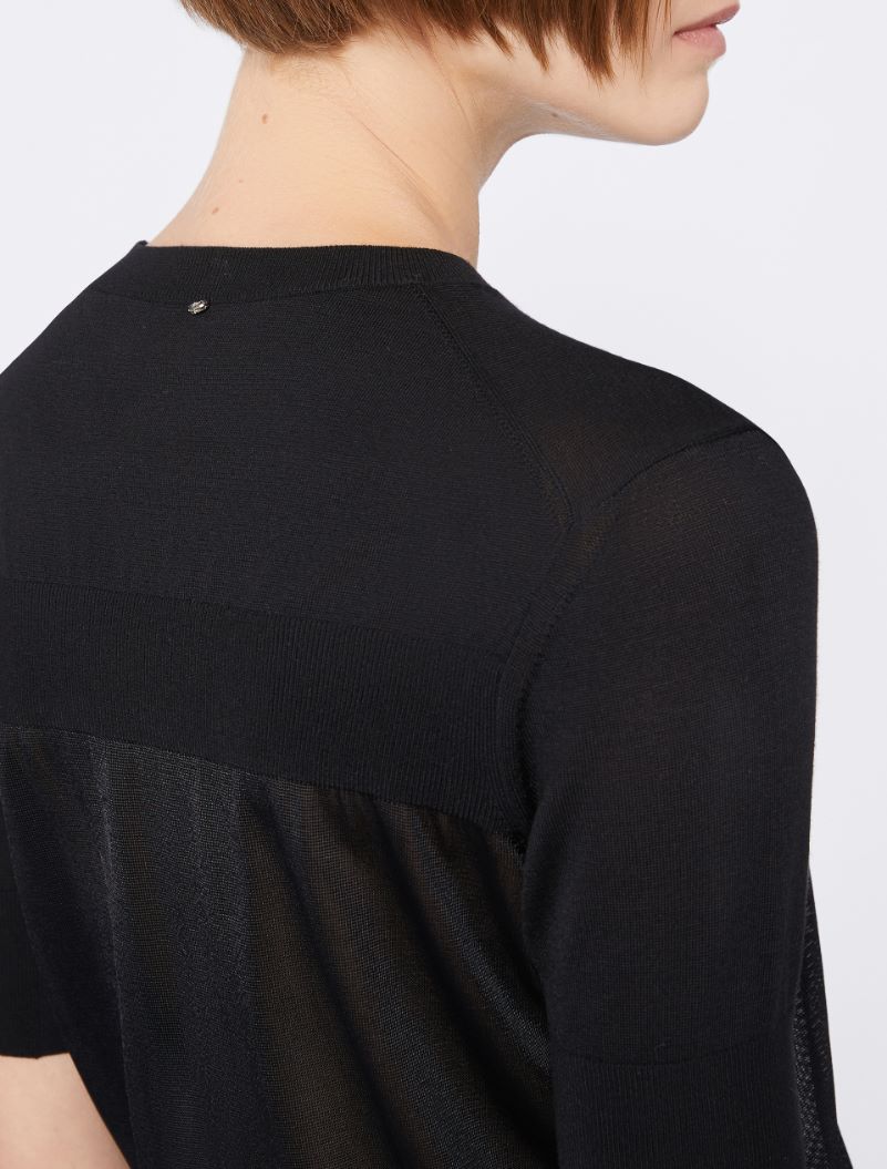 Bi-material short-sleeved jumper - BLACK - Sportmax - 5