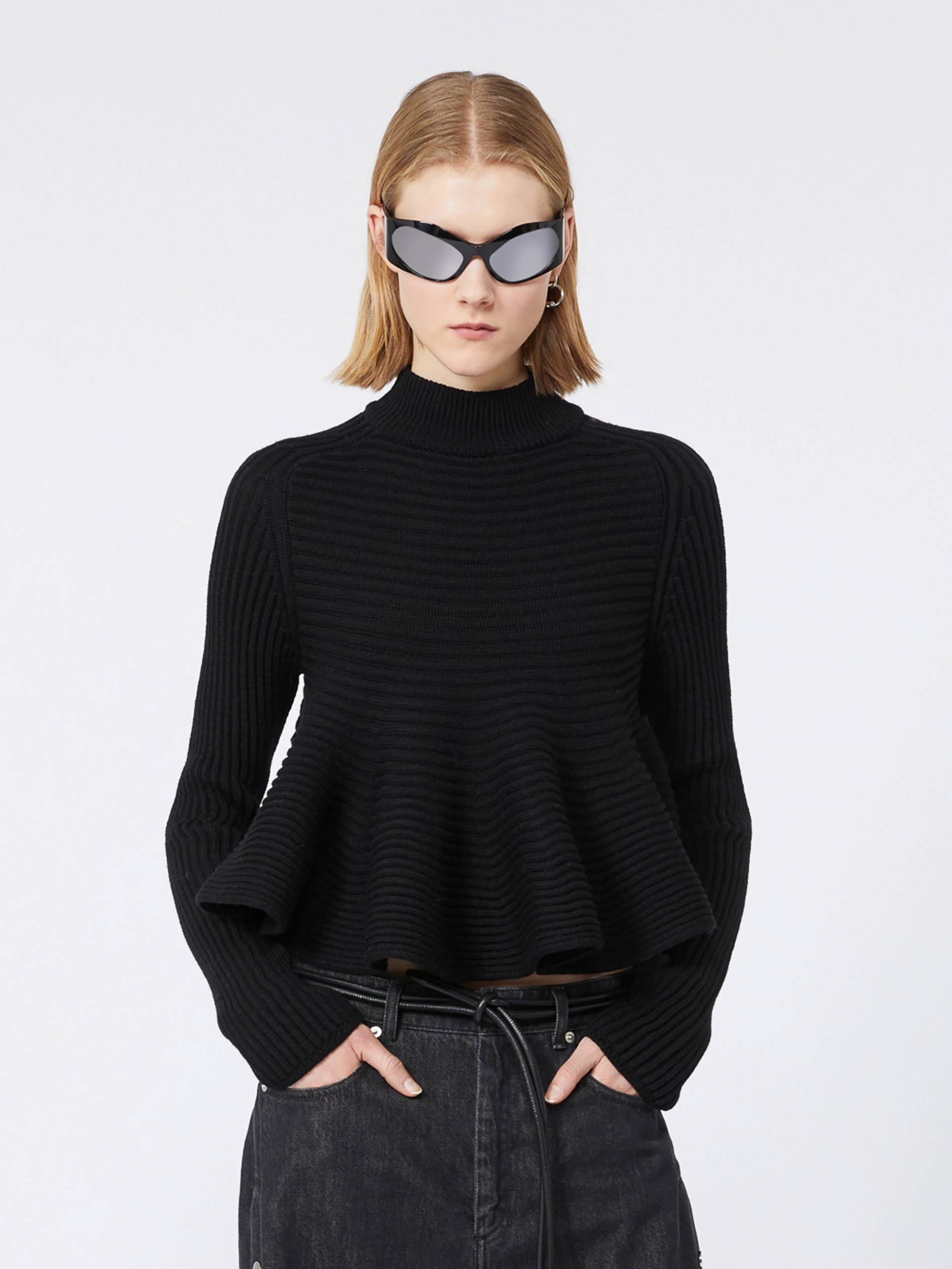 Babydoll Wool Sweater - BLACK - Sportmax - 4