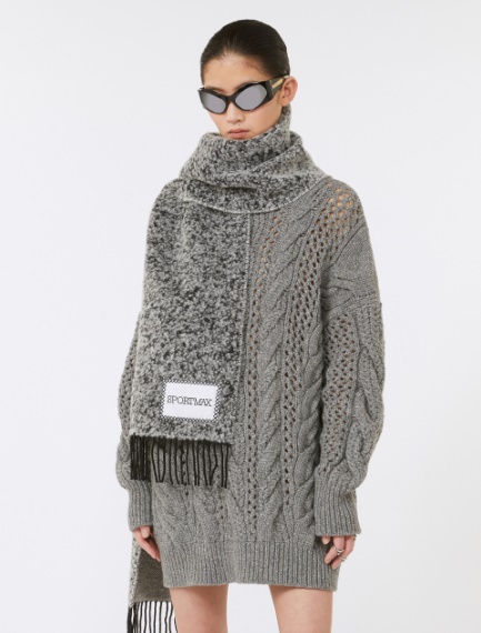 Oversized cable-knit sweater - MEDIUM GREY - Sportmax