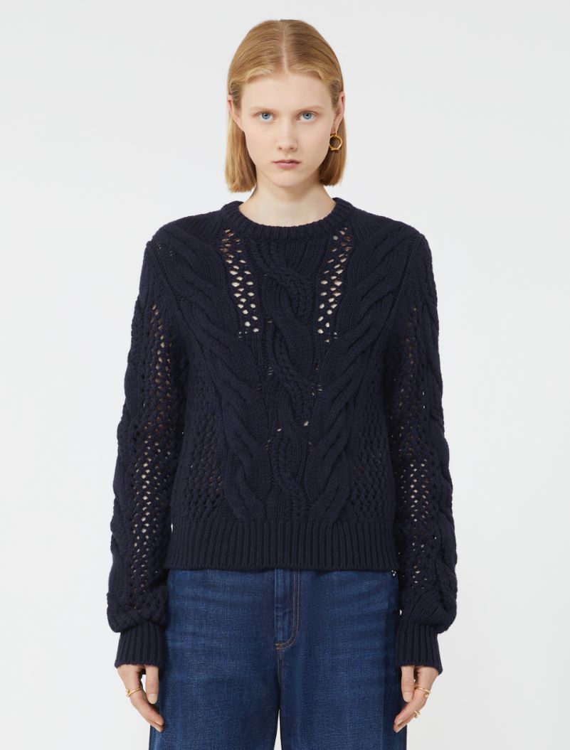 Cable-knit crew-neck sweater - OIL - Sportmax - 2