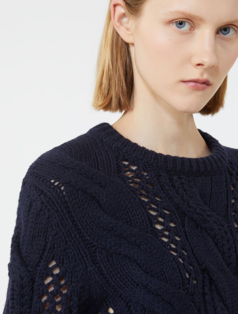 Cable-knit crew-neck sweater - OIL - Sportmax - 4