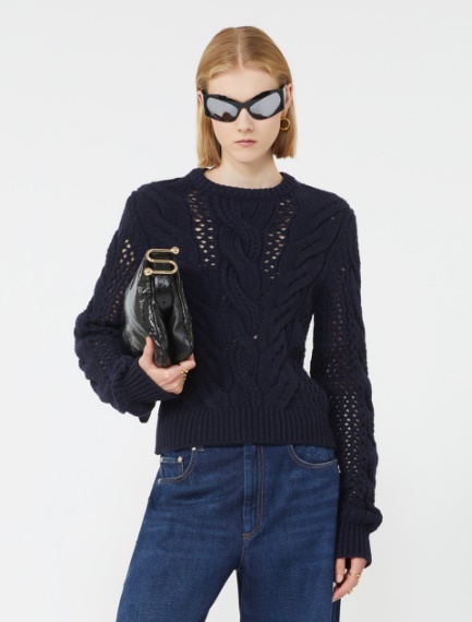 Cable-knit crew-neck sweater - OIL - Sportmax