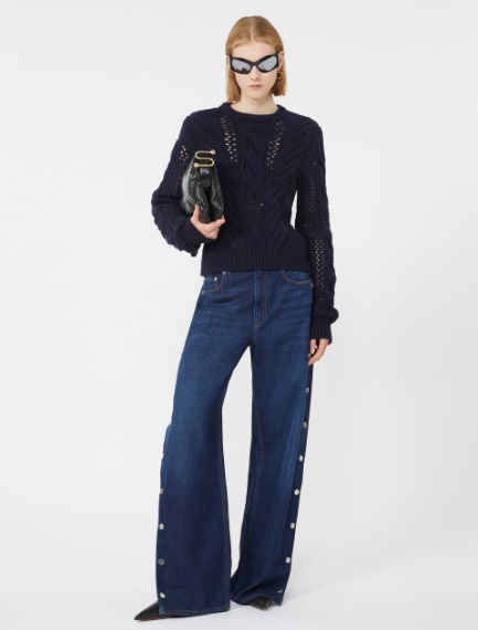 Cable-knit crew-neck sweater - OIL - Sportmax