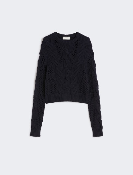 Cable-knit crew-neck sweater - OIL - Sportmax