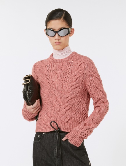 Cable-knit crew-neck sweater - PINK - Sportmax