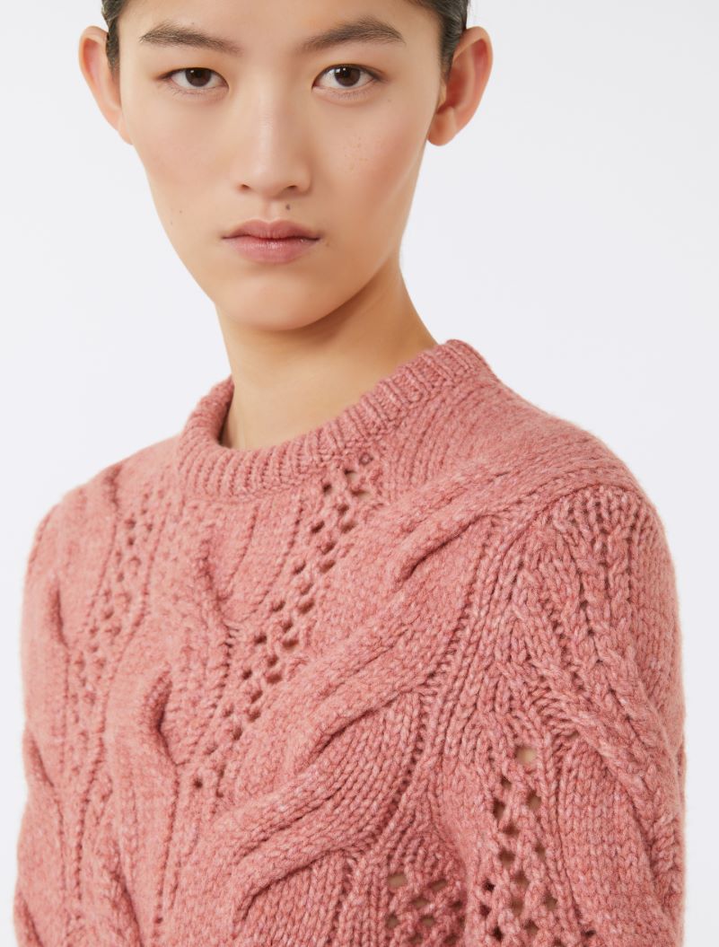 Cable-knit crew-neck sweater - PINK - Sportmax - 4