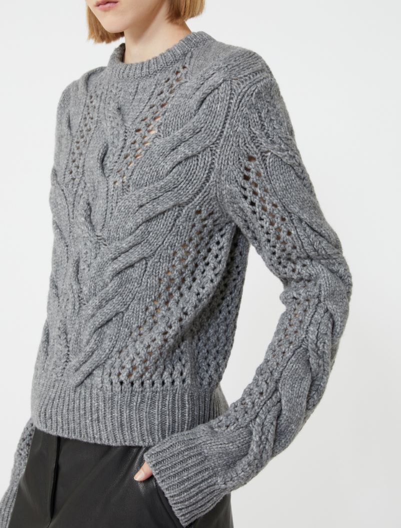 Cable-knit crew-neck sweater - MEDIUM GREY - Sportmax - 4