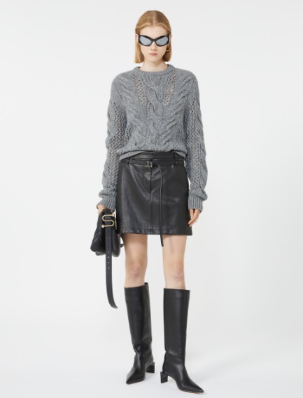 Cable-knit crew-neck sweater - MEDIUM GREY - Sportmax