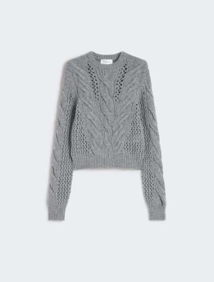 Cable-knit crew-neck sweater - MEDIUM GREY - Sportmax