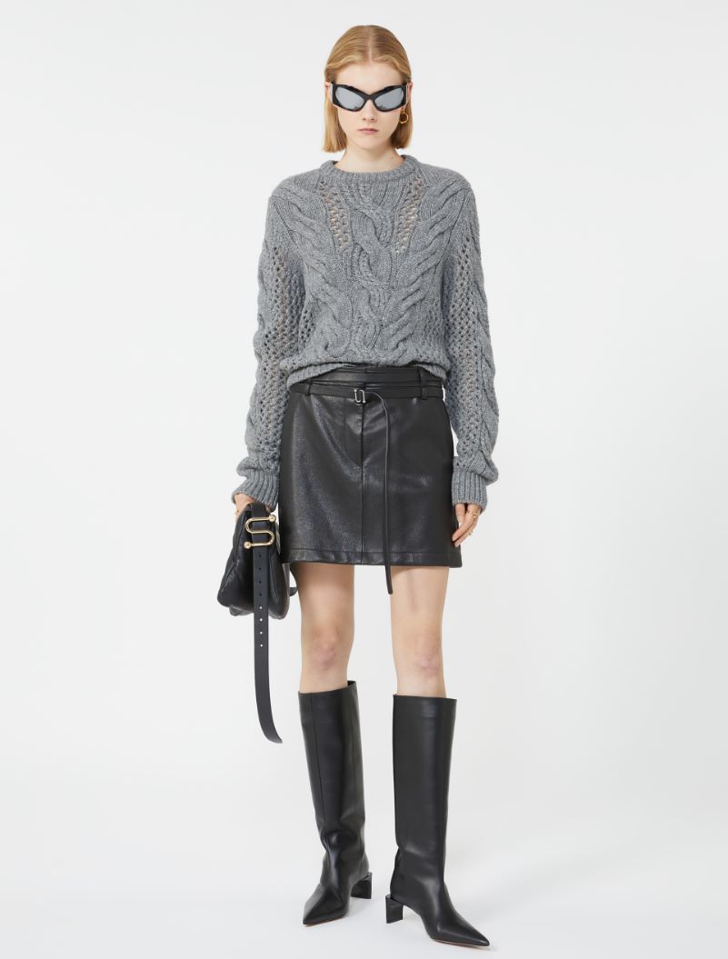 Cable-knit crew-neck sweater - MEDIUM GREY - Sportmax