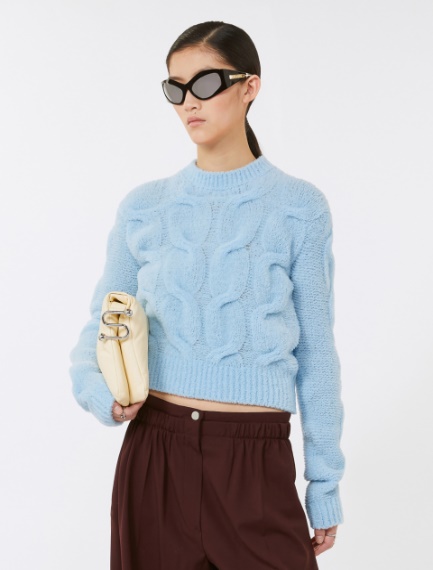 Fluffy cable-knit sweater - LIGHT BLUE - Sportmax