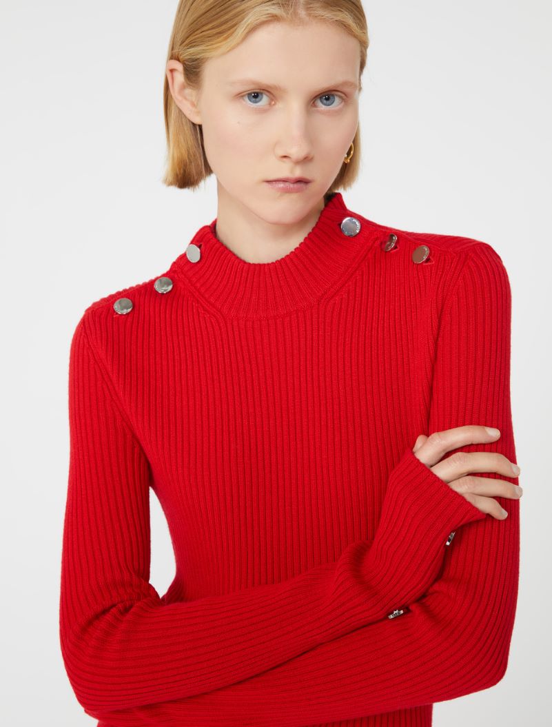 Fitted jumper with buttons - RED - Sportmax - 4