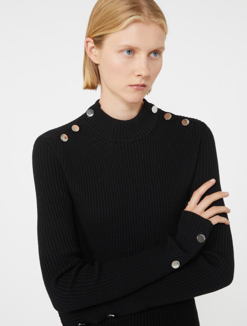Fitted jumper with buttons - BLACK - Sportmax - 4