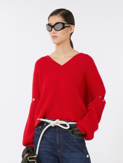 Oversized jumper with detachable sleeves - RED - Sportmax