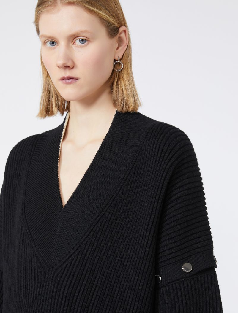 Oversized jumper with detachable sleeves - BLACK - Sportmax - 4