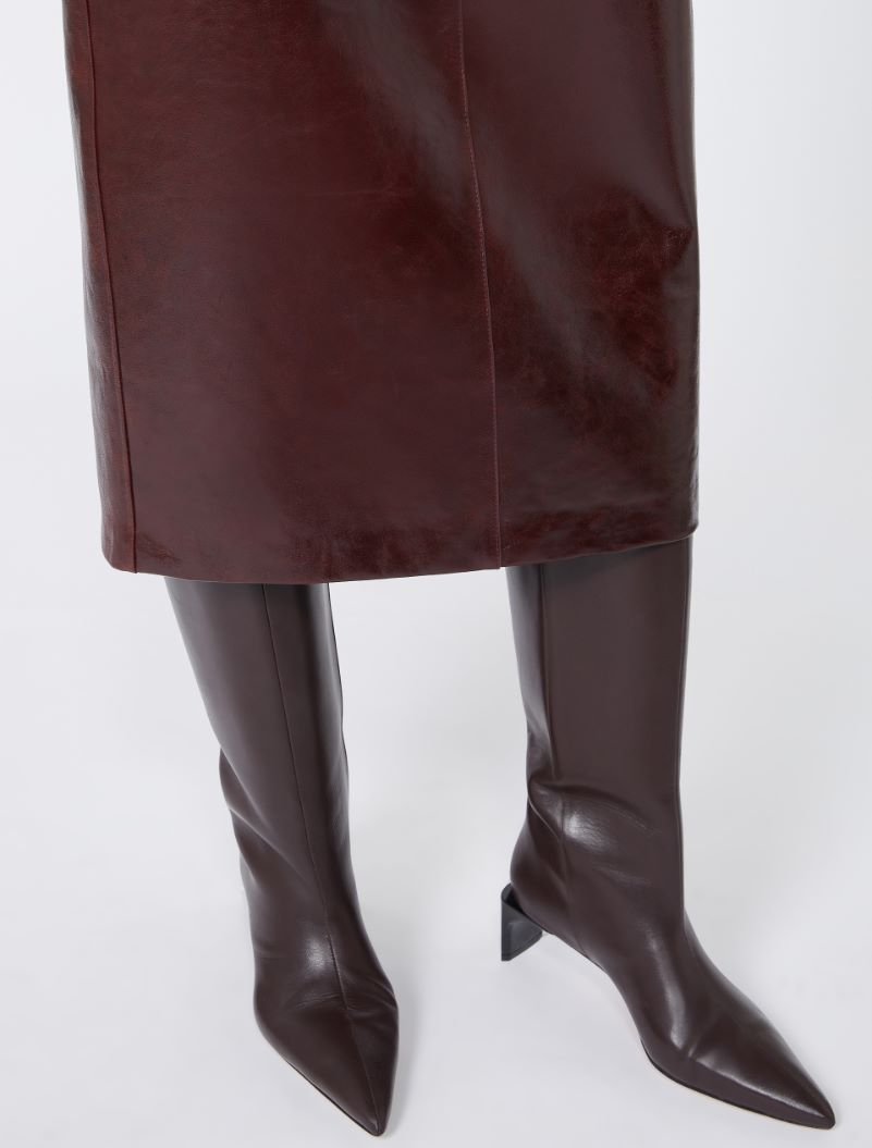 Midi leather skirt - BORDEAUX - Sportmax - 4