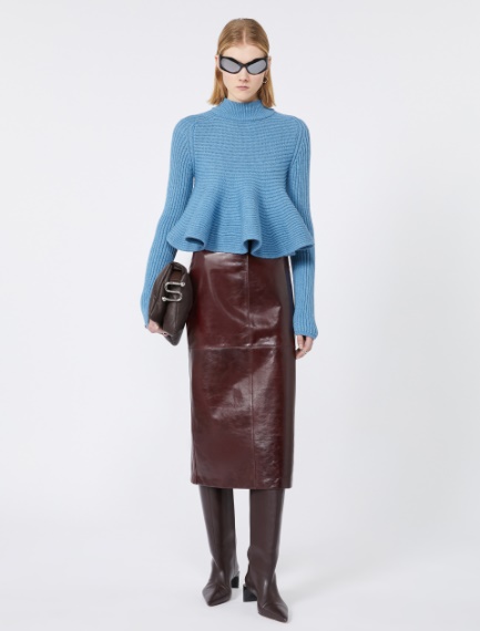 Midi leather skirt - BORDEAUX - Sportmax