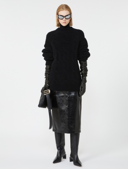 Midi leather skirt - BLACK - Sportmax