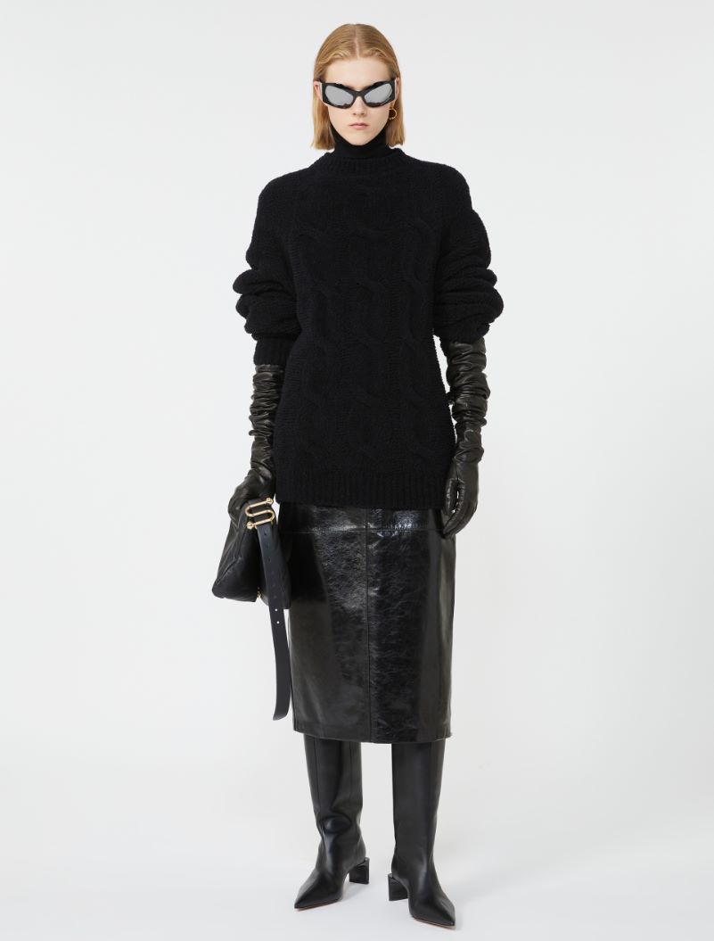 Midi leather skirt - BLACK - Sportmax
