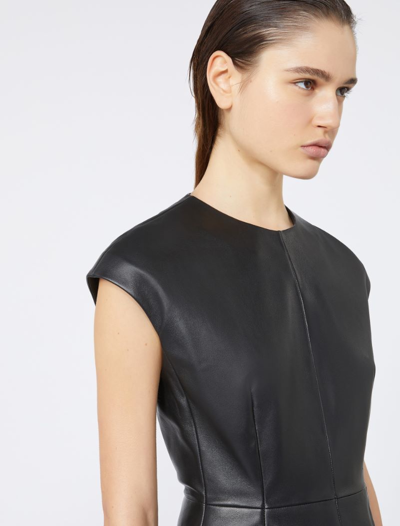 Sleeveless nappa leather dress - KLEPSYDRA CAPSULE - BLACK - Sportmax - 4