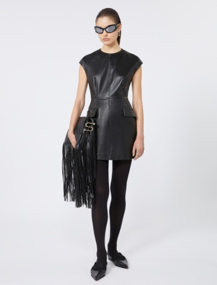 Sleeveless nappa leather dress - KLEPSYDRA CAPSULE - BLACK - Sportmax
