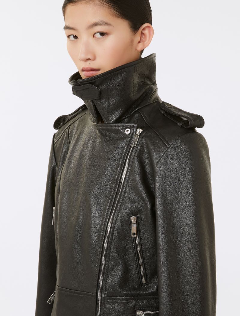 Leather biker jacket - BLACK - Sportmax - 5