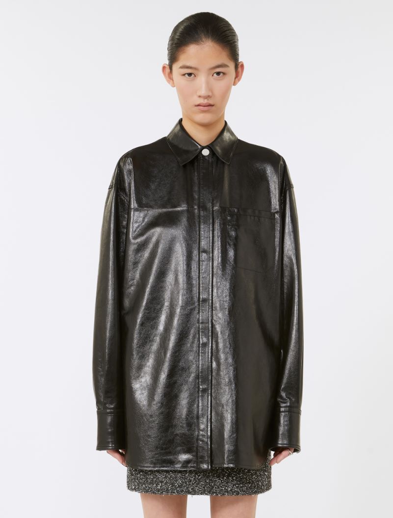 Oversized nappa leather shirt - BLACK - Sportmax - 2