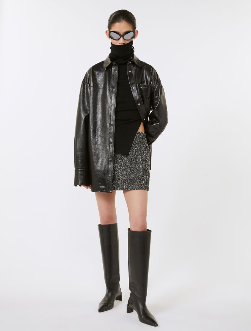 Oversized nappa leather shirt - BLACK - Sportmax