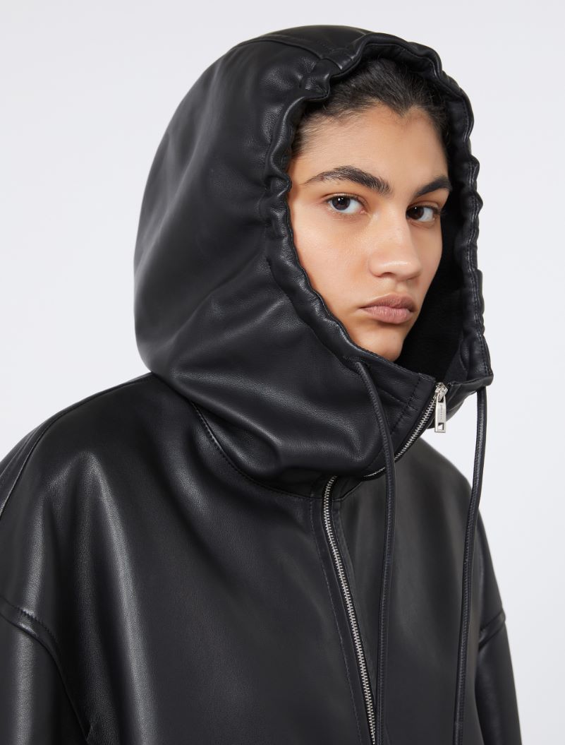Leather hoodie - BLACK - Sportmax - 4