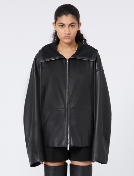 Hoodie in pelle - RUNWAY - NERO - Sportmax