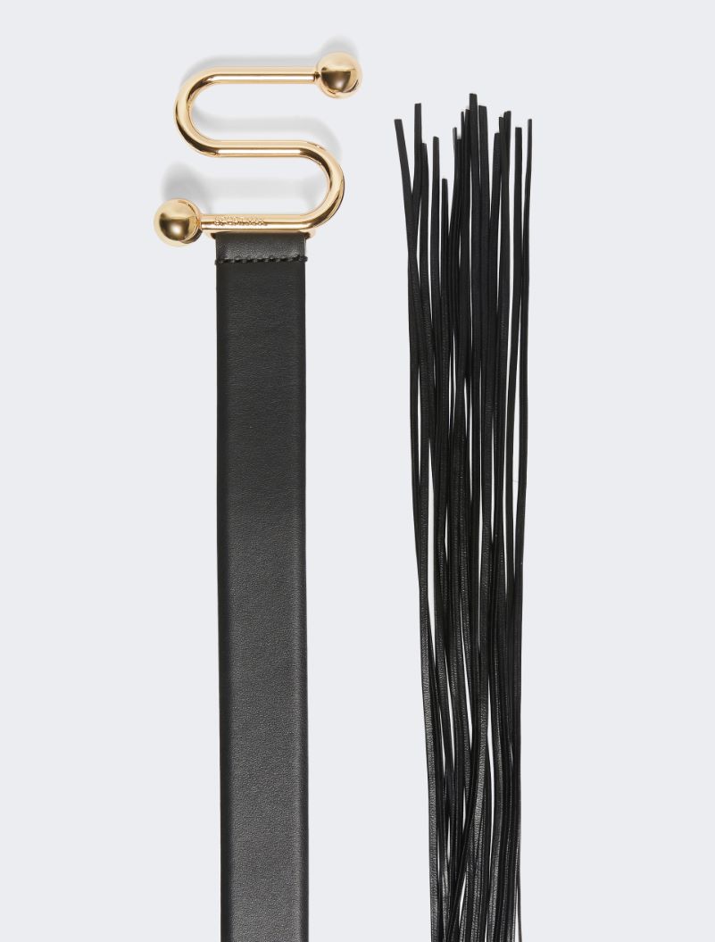 Belt with fringe and S-shaped buckle. - BLACK - Sportmax - 2