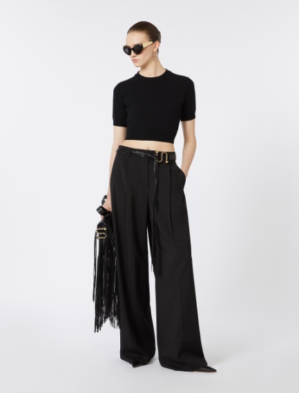 Belt with fringe and S-shaped buckle. - BLACK - Sportmax