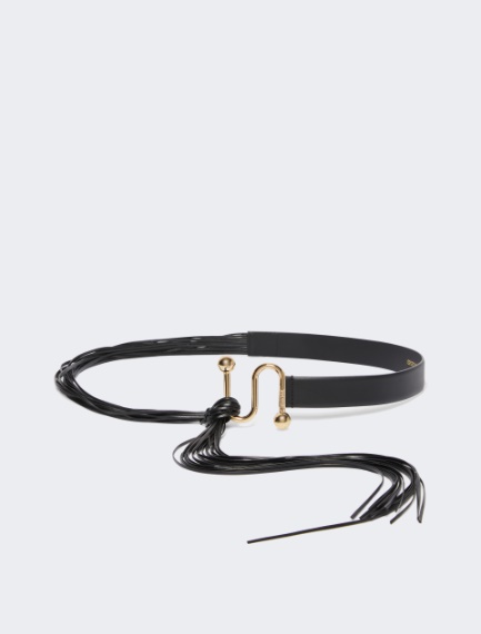 Belt with fringe and S-shaped buckle. - BLACK - Sportmax