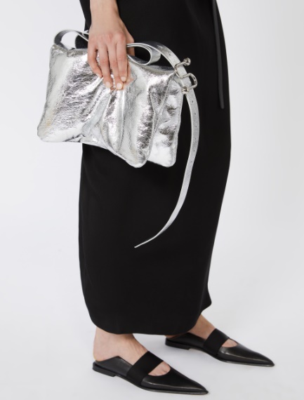 Soffy bag in nappa imbottita e laminata - Argento - Sportmax - 8