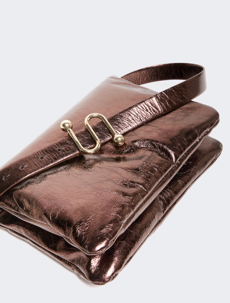 Soffy bag in nappa imbottita e laminata - Bronzo - Sportmax - 4