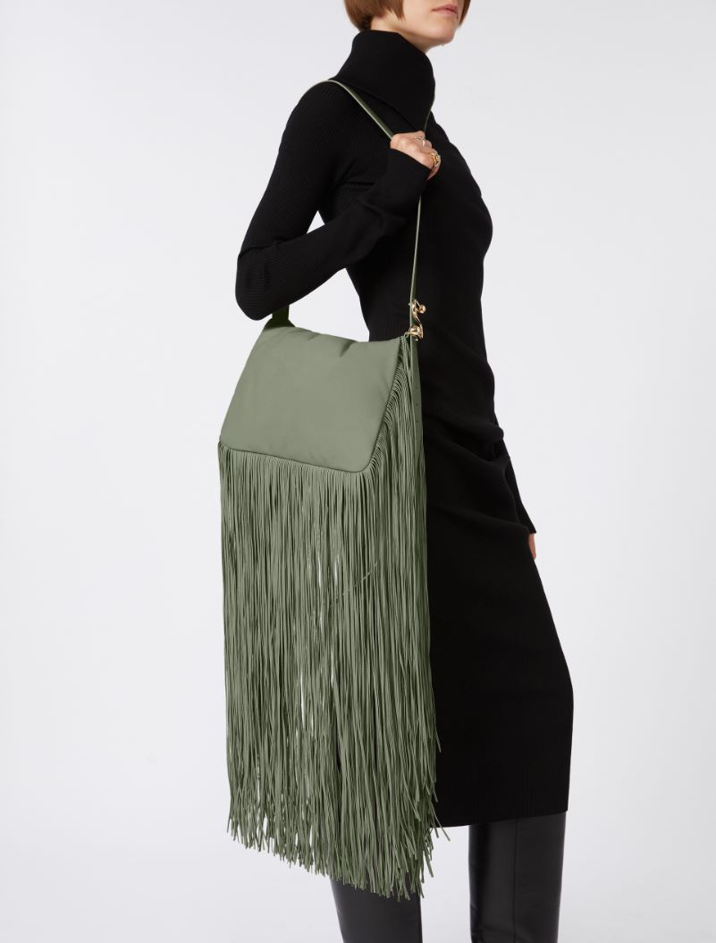Soffy bag with long fringes - RUNWAY - OLIVE GREEN - Sportmax - 9