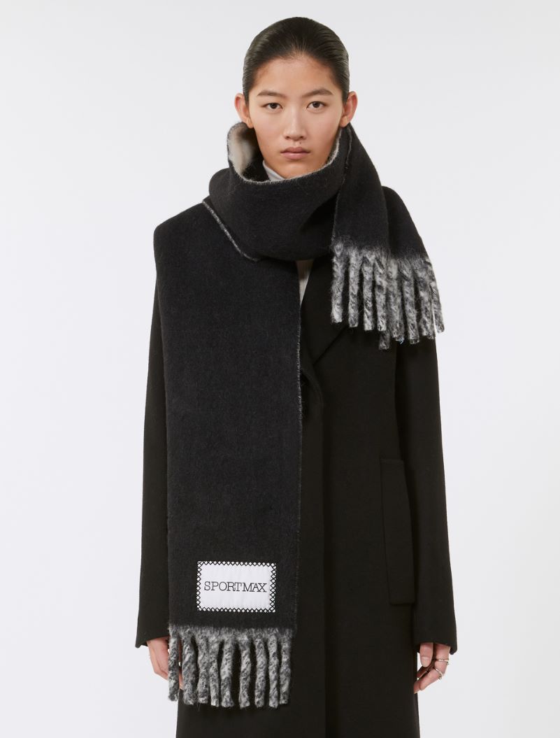 Two-tone scarf with fringes - BLACK - Sportmax - 3