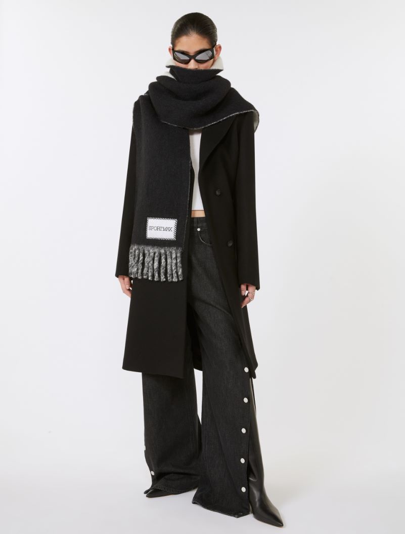 Two-tone scarf with fringes - BLACK - Sportmax - 5