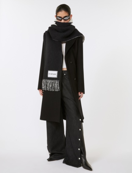 Two-tone scarf with fringes - BLACK - Sportmax