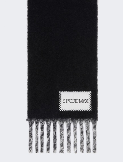 Two-tone scarf with fringes - BLACK - Sportmax